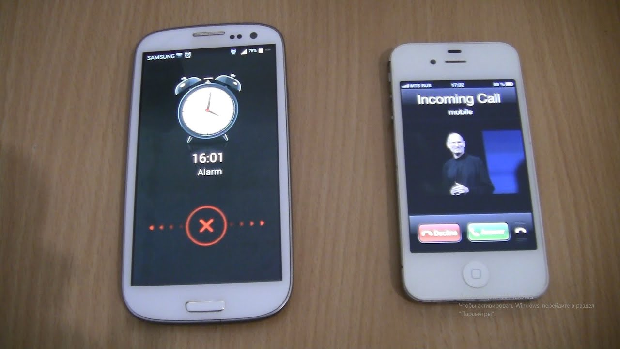 Incoming call+Ringing alarms at the Same Time Iphone 4s ios 6+Samsung S3 custom android