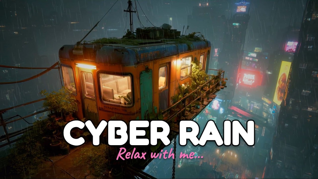 Neon Cloud City Rain ☁️ Futuristic Lofi / Music for Deep Study | Rainy Focus Music