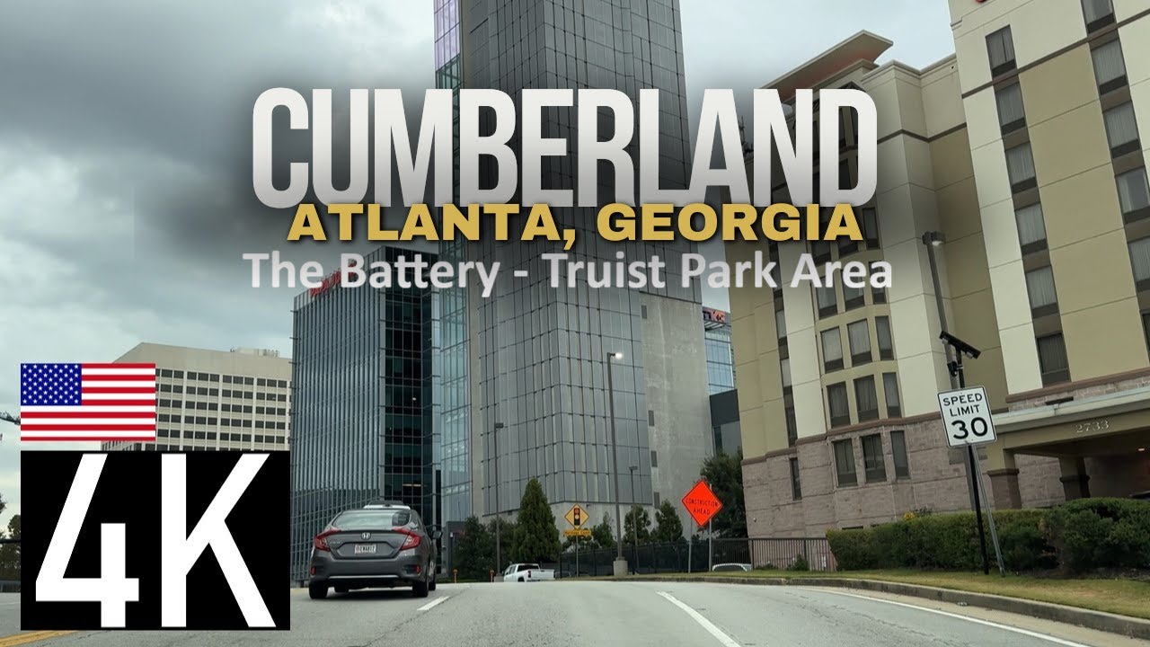 Road Tour of Cumberland (Atlanta, GA) in 4K - The Battery - Truist Park Area