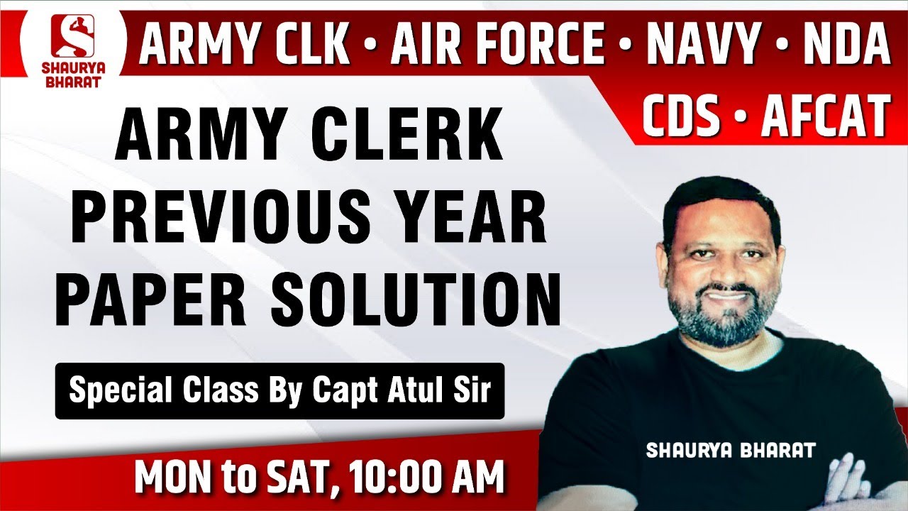 Army Clerk Previous Year Paper Solution || Special Class By Capt Atul