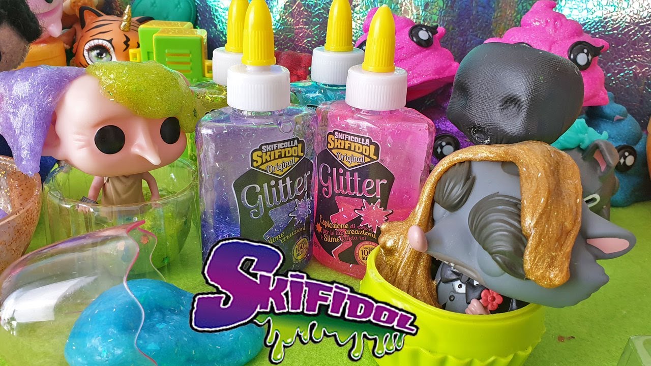 SKIFICOLLA Skifidol 😱 Sfida di Slime con la Colla Glitter! [Challenge + Unboxing]