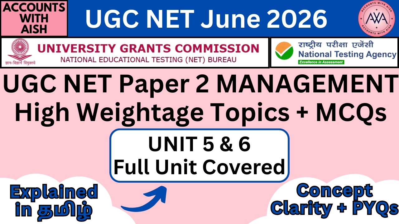 UGC NET Paper 2 Management Unit 5 and 6 | High Weightage Topis + MCQs | Explained in Tamil