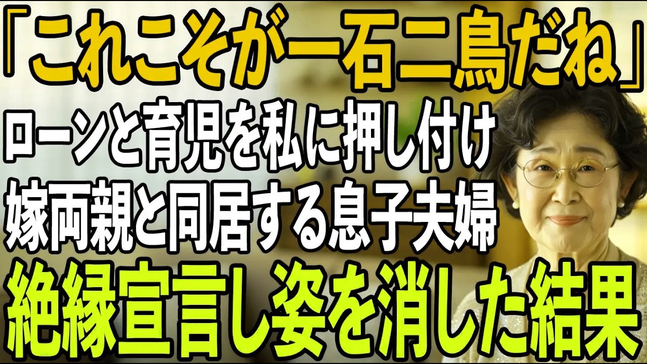結婚式の一週間後から嫁の両親と二世帯生活を始めた息子夫婦。「ローンは援助しろ」「育児手伝え」
