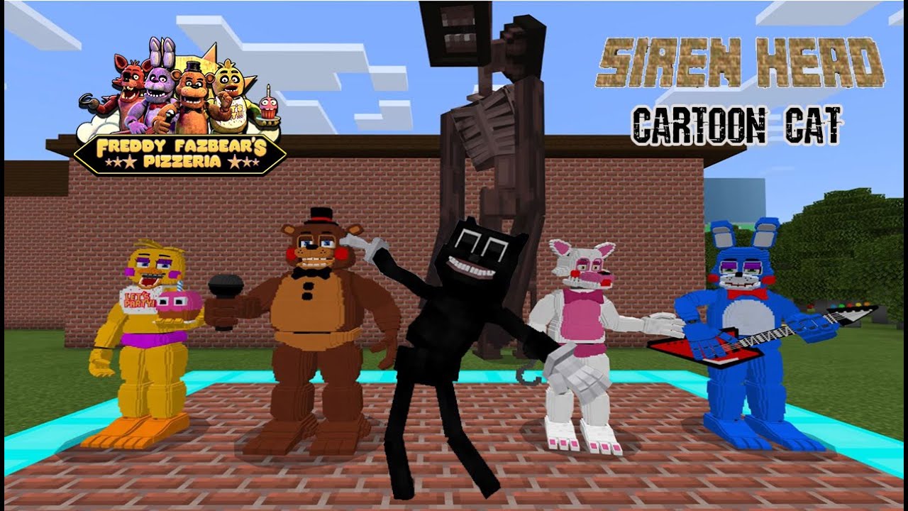 Siren Head V2 & Cartoon Cat VS Five Night’s at Freddy’s [FNAF] (Minecraft PE)