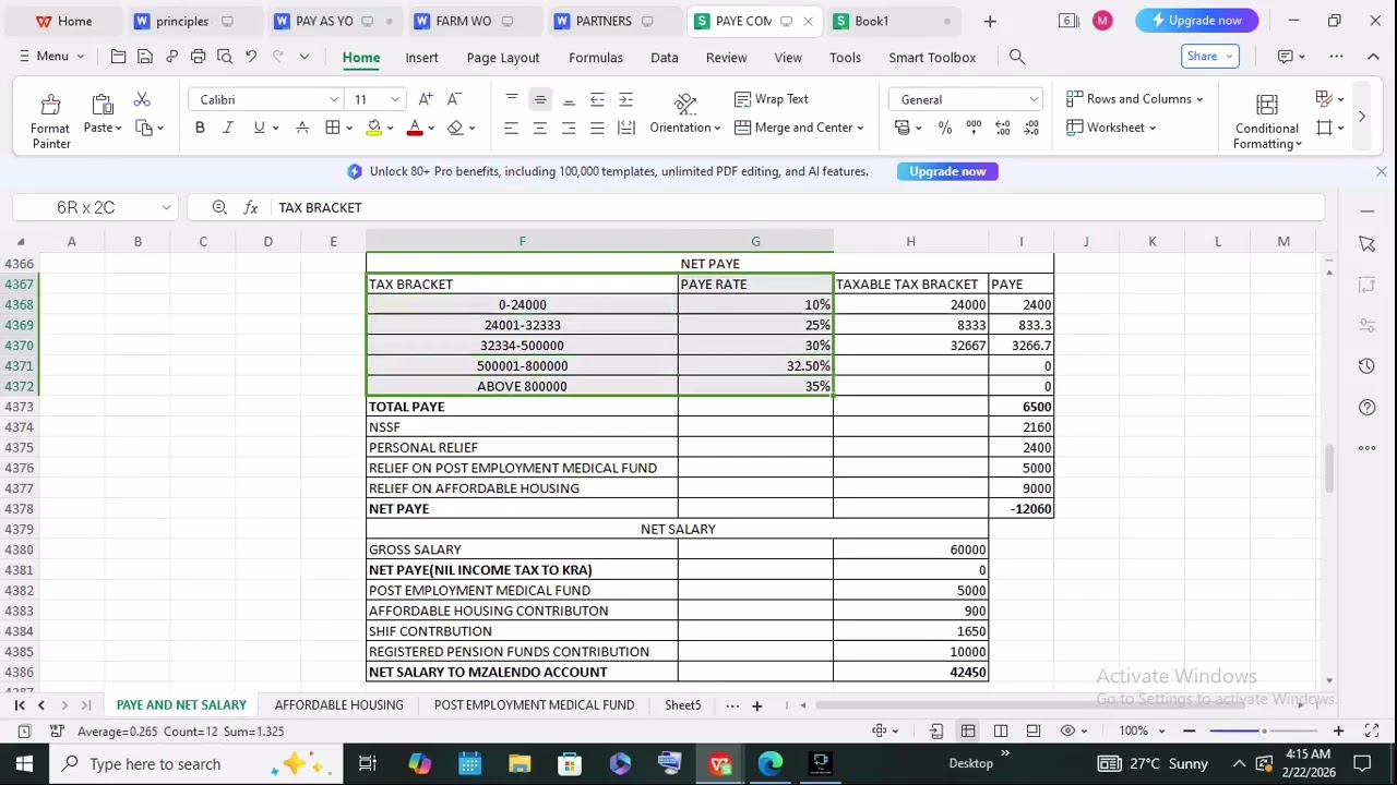 PRINCIPLES OF TAXATION TOPIC 2:COMPUTATION OF INCOME TAX(PAYE)(Supplement)