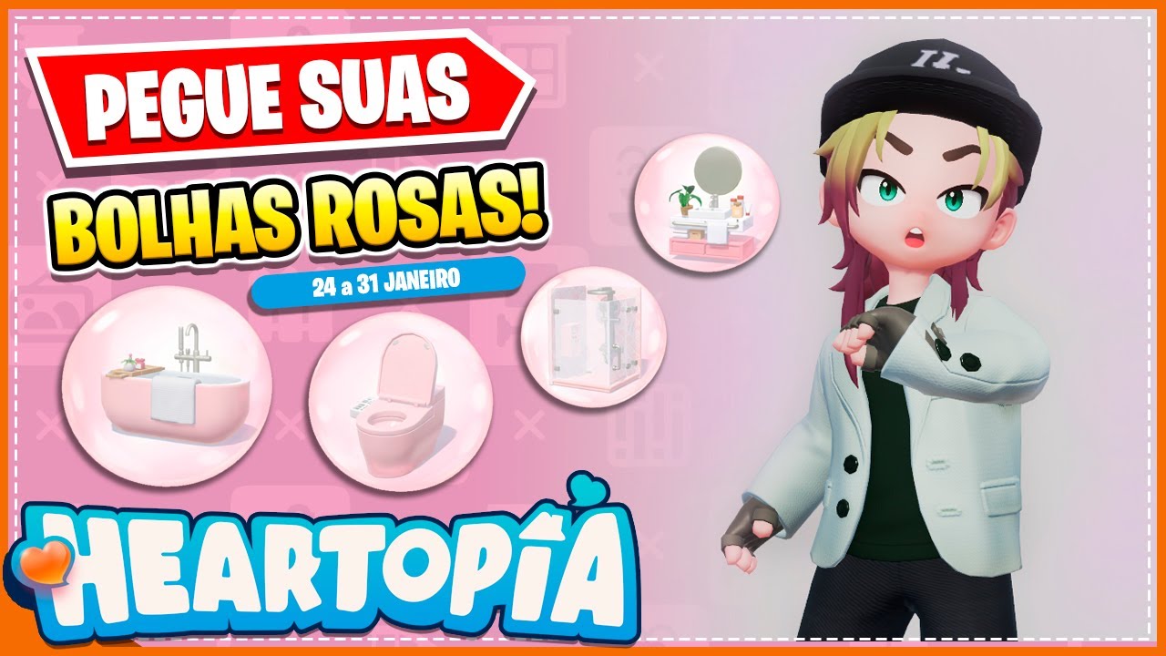 Localização das Bolhas Rosas 24 a 31 JAN no Heartopia 