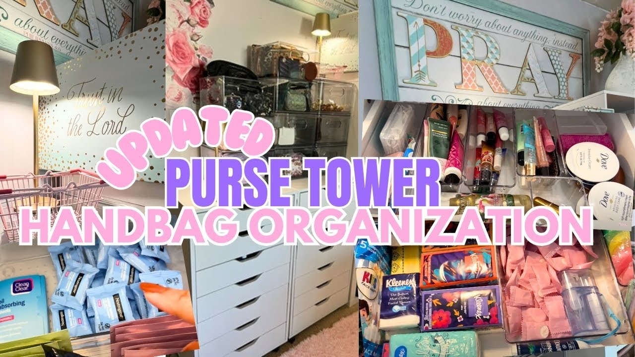 UPDATED PURSE TOWER ORGANIZED MY ENTIRE LIFE PURSE ACCESSORIES W/ THIS TOWER - HANDBAG ORGANIZATION