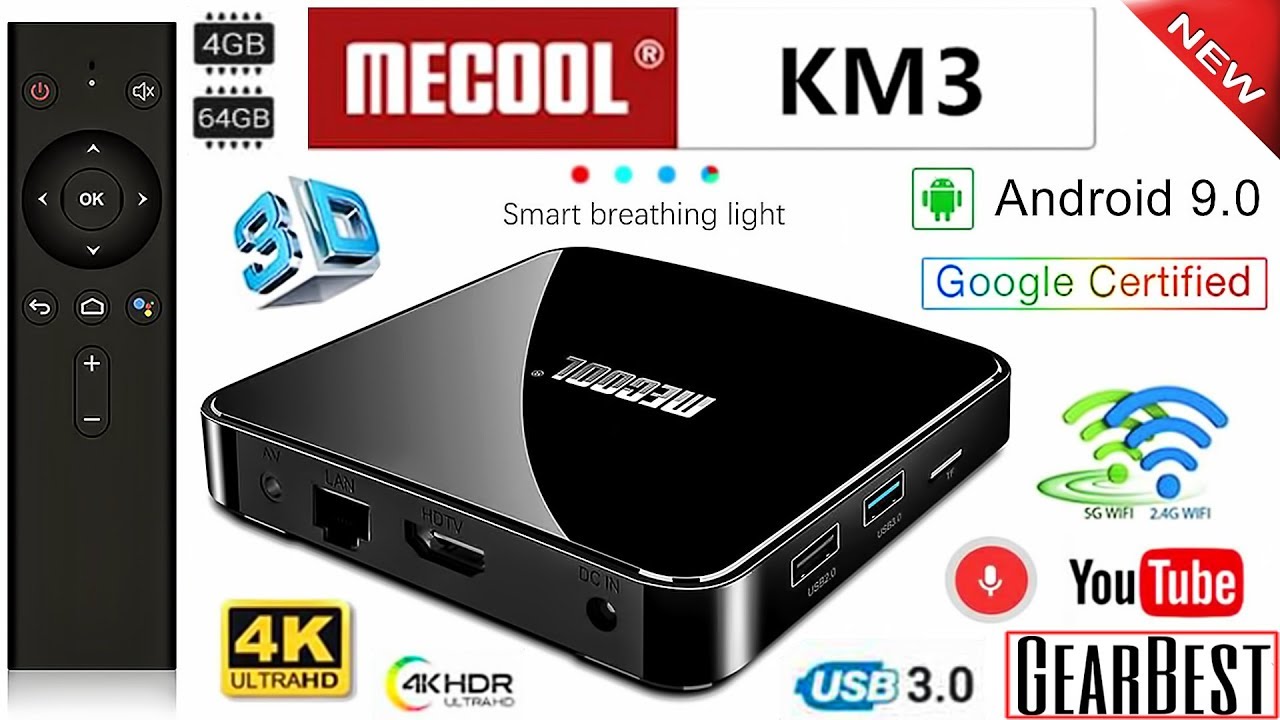 Android TV BOX - MECOOL KM3 - Android 9.0 с Голосовым Управлением - Полный Обзор