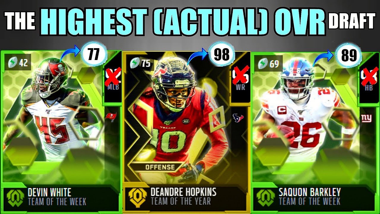 THE HIGHEST (ACTUAL) OVERALL DRAFT! Madden 20 Draft Champions Gameplay