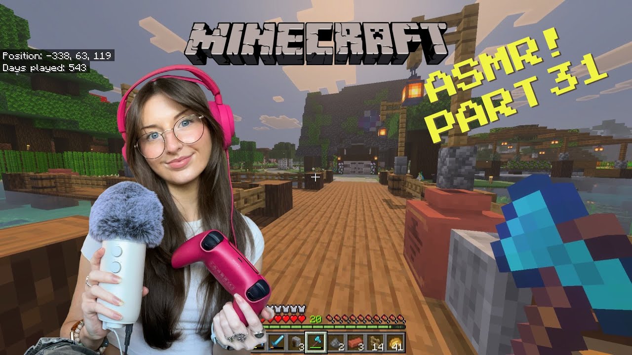 ASMR Cosy build with me Minecraft gameplay!🕯️(whispering, PS5 controller clicking, gum chewing) 