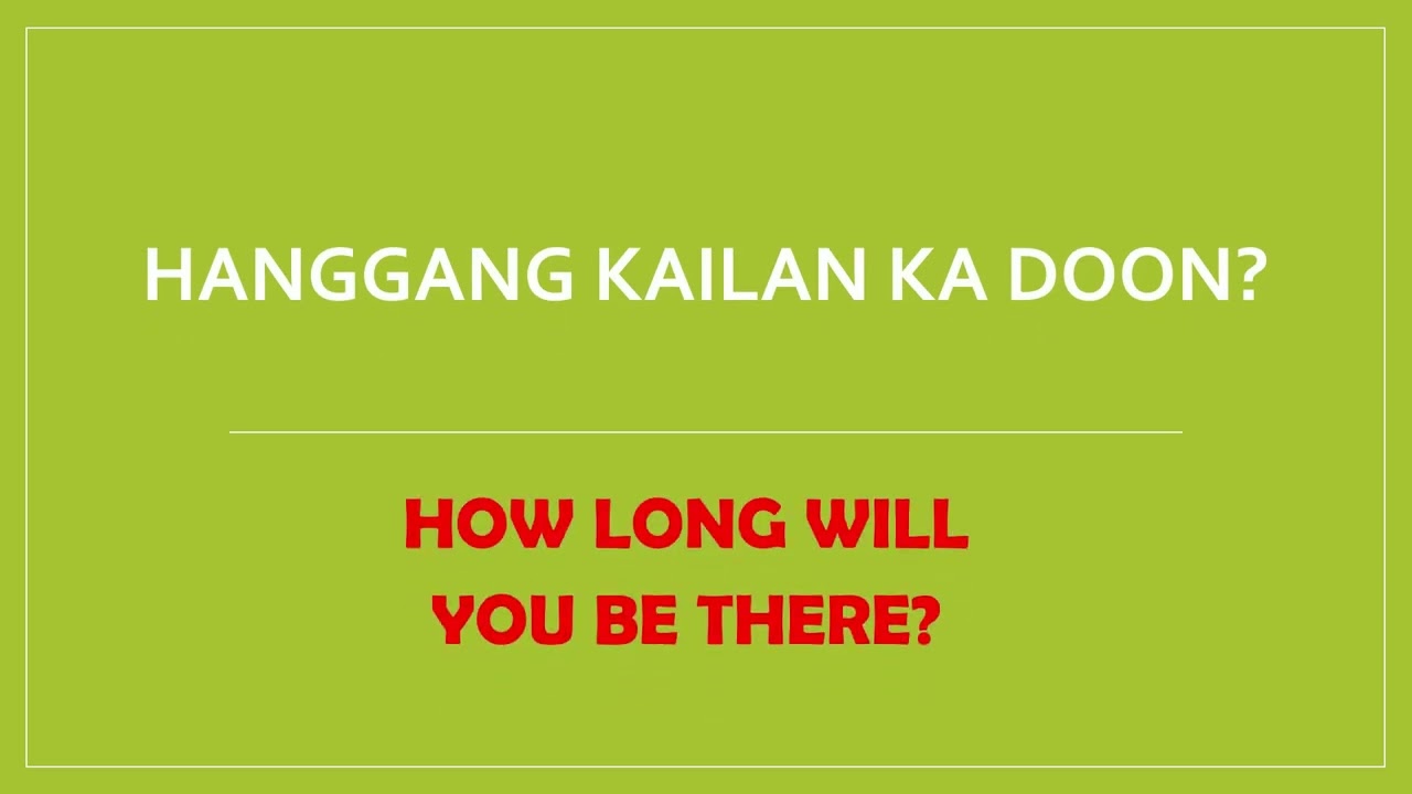 Tagalog to English Basic Sentence Translation 101