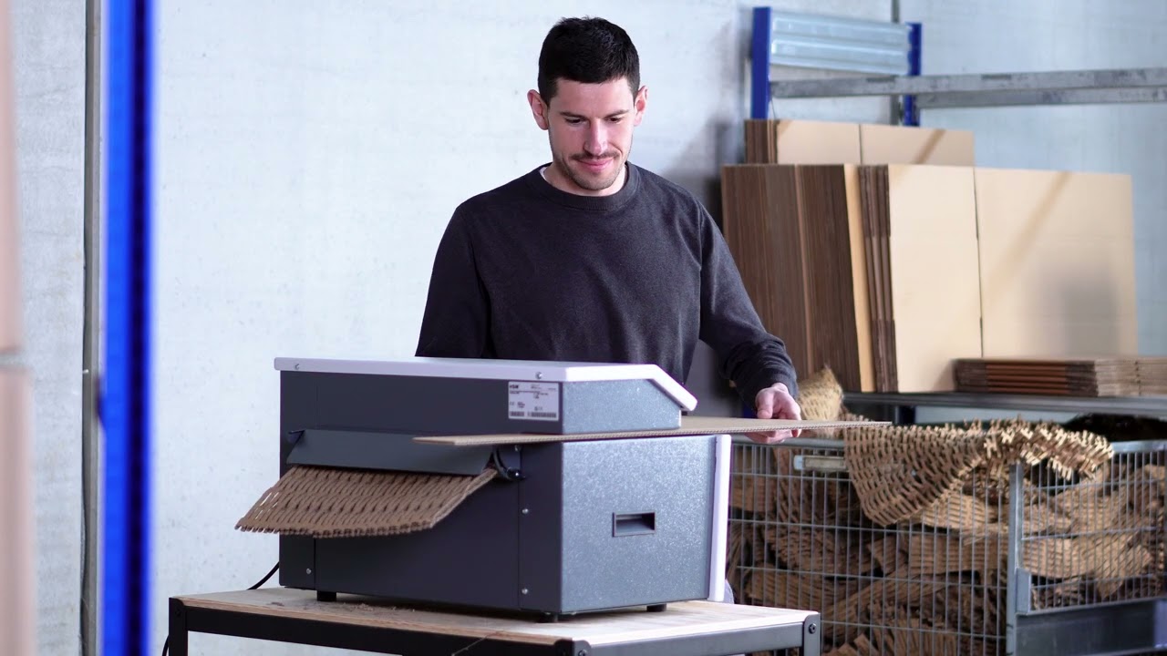 Tischgerät HSM ProfiPack C400 – Kompakte Verpackungspolstermaschine für flexibles Kartonrecycling