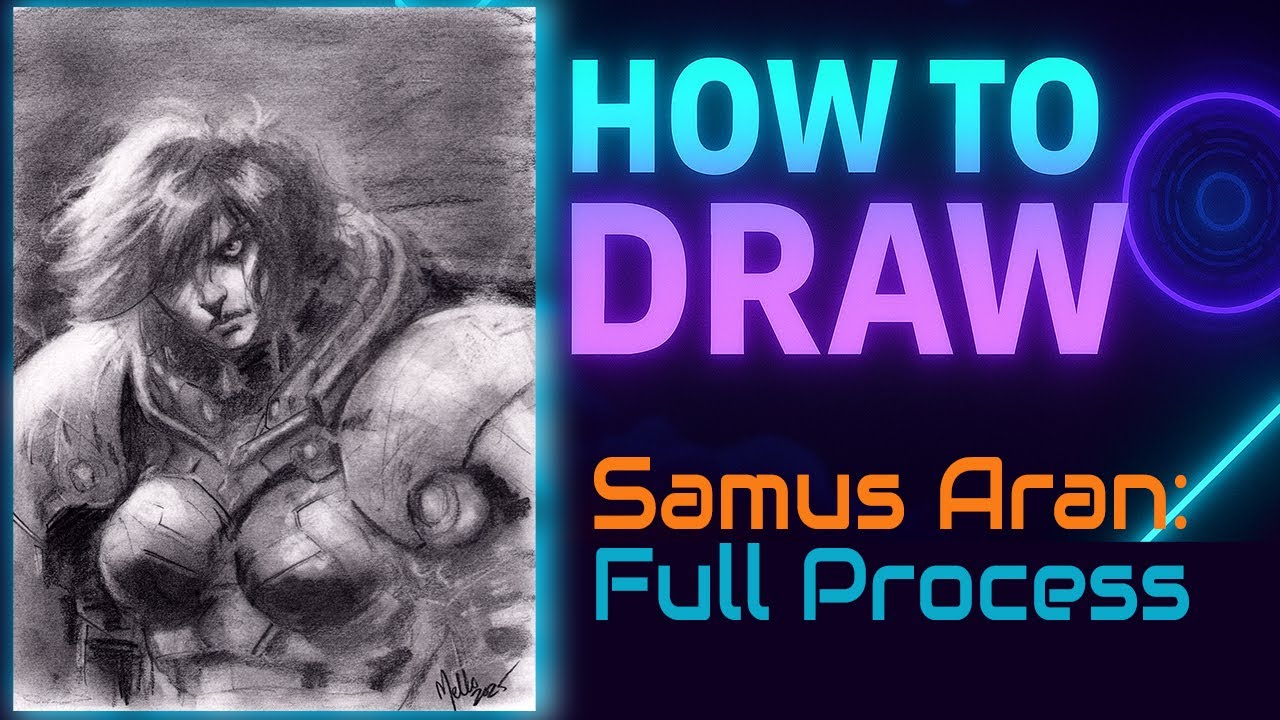 Samus Aran in Pencil – Step-by-Step Drawing Tutorial