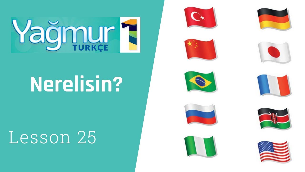 Learn Turkish Lesson 25,  Where are you from?  "Countries", -  Nerelisiniz? "Ülkeler"