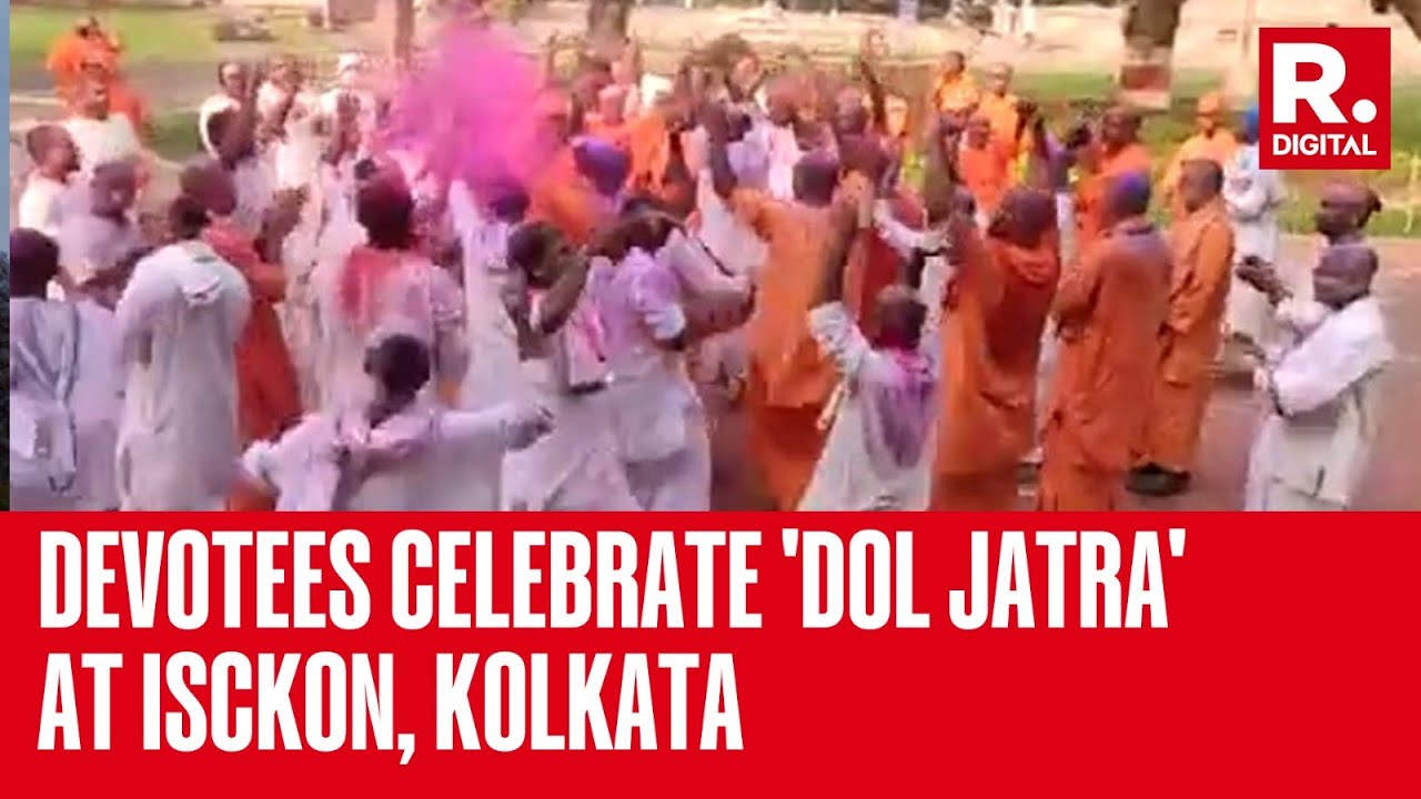 Watch: Devotees Celebrate ‘Dol Jatra’ At ISKCON-Mayapur In Kolkata