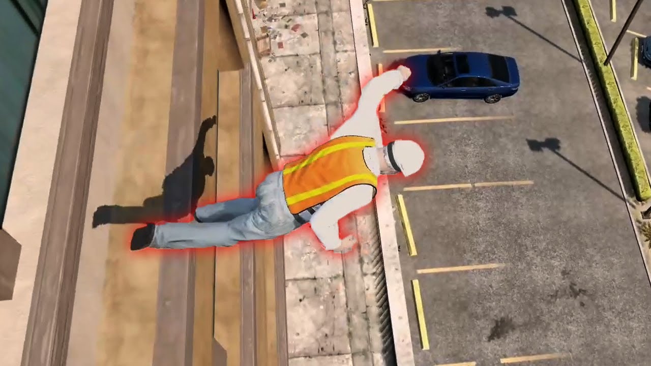 Cor wordt van een gebouw geduwt - GTA RP