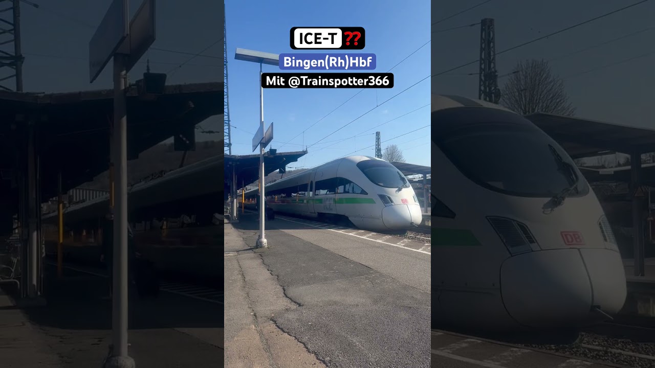 Bingen(Rh)Hbf Vorbeifahrt BR411/ICE-T➡️?? #br411 #icet #db #zug #shorts
