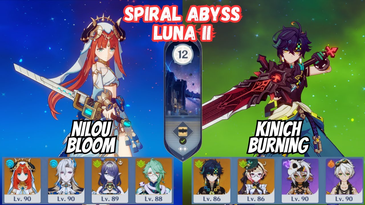 C0 Nilou Neuvillette Bloom / C0 Kinich Burning Floor 12 Spiral Abyss Luna II 6.1 Genshin Impact [原神]