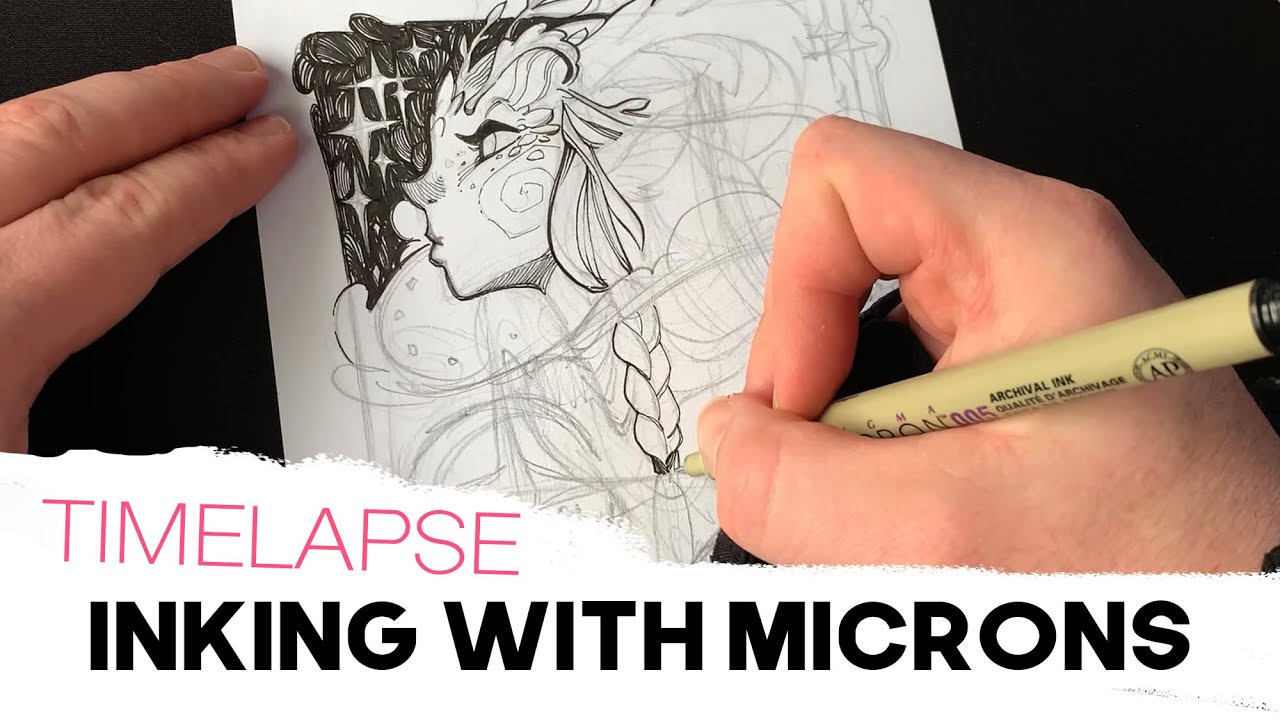 Timelapse Inking with Microns - 'Whisper' PART ONE.