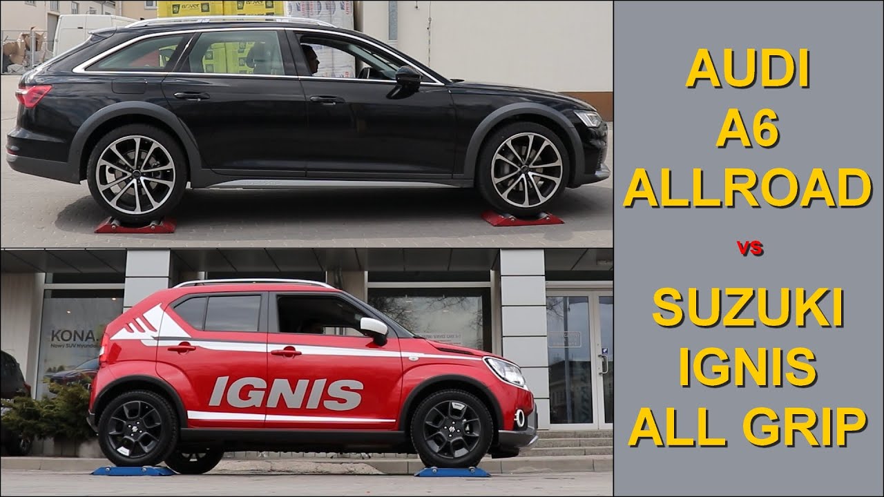 BIG vs small wheels - Audi A6 Allroad Quattro vs Suzuki Ignis All Grip - @4x4.tests.on.rollers