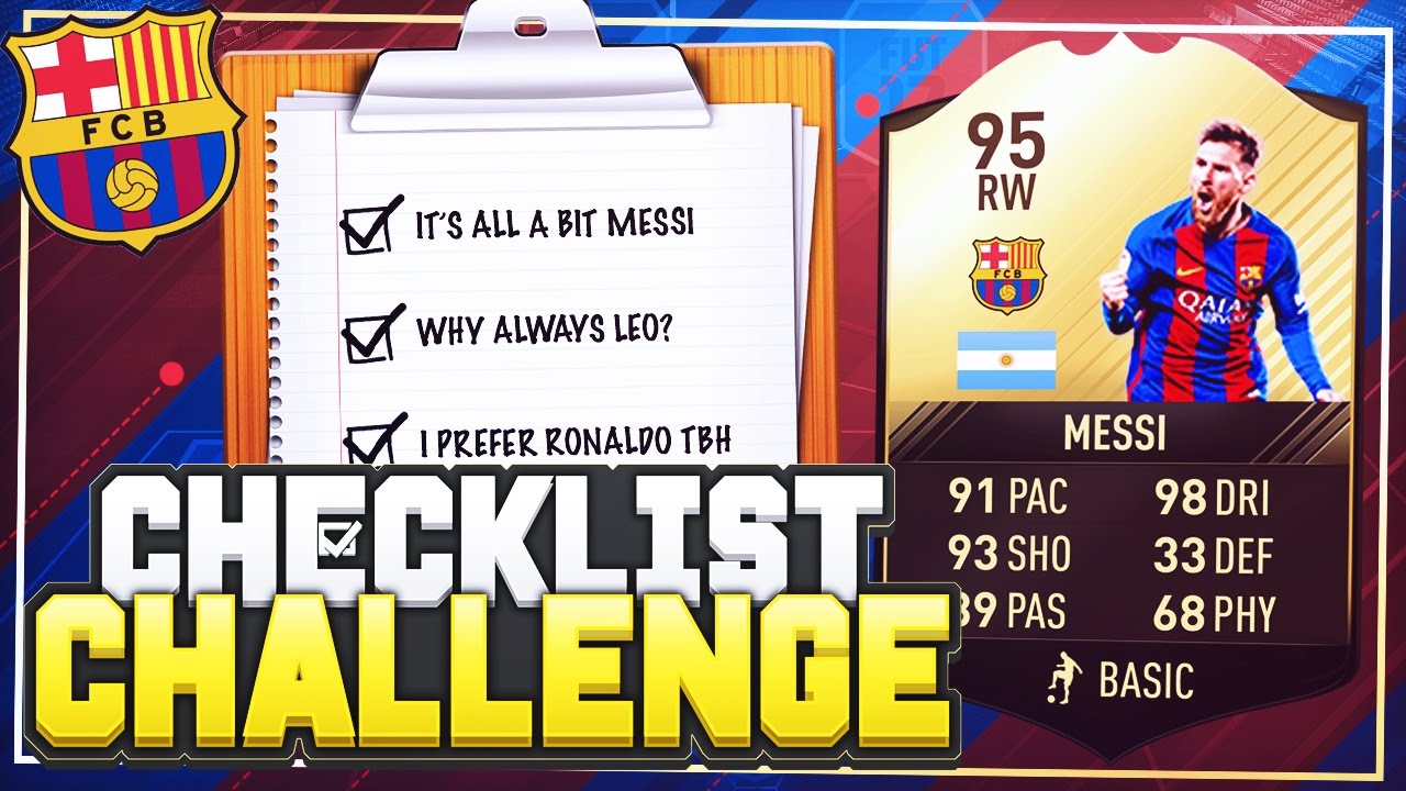 FIFA 17 CHECKLIST CHALLENGE!! 📋 95 INFORM MESSI!! - FIFA 17 SQUAD BUILDER