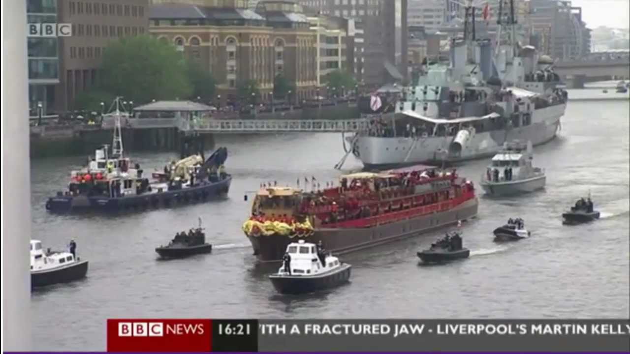 The Raising of the Tower Bridge Salute for the Queen
