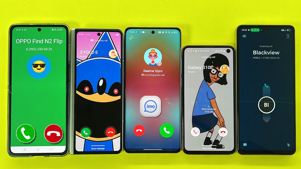 Samsung Z Fold 3, Galaxy S10e, OPPO Flip, Realme 12 Pro, Blackview 8 Incoming Call / IMO, FaceToCall