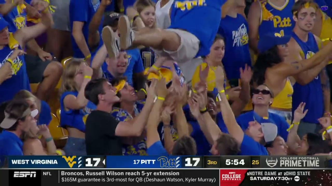Pitt fans are enjoying themselves after Pitt ties the game