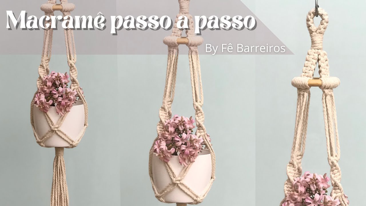 Suporte para plantas em Macramê passo a passo | Macrame plant Hanger tutorial #macramepassoapasso