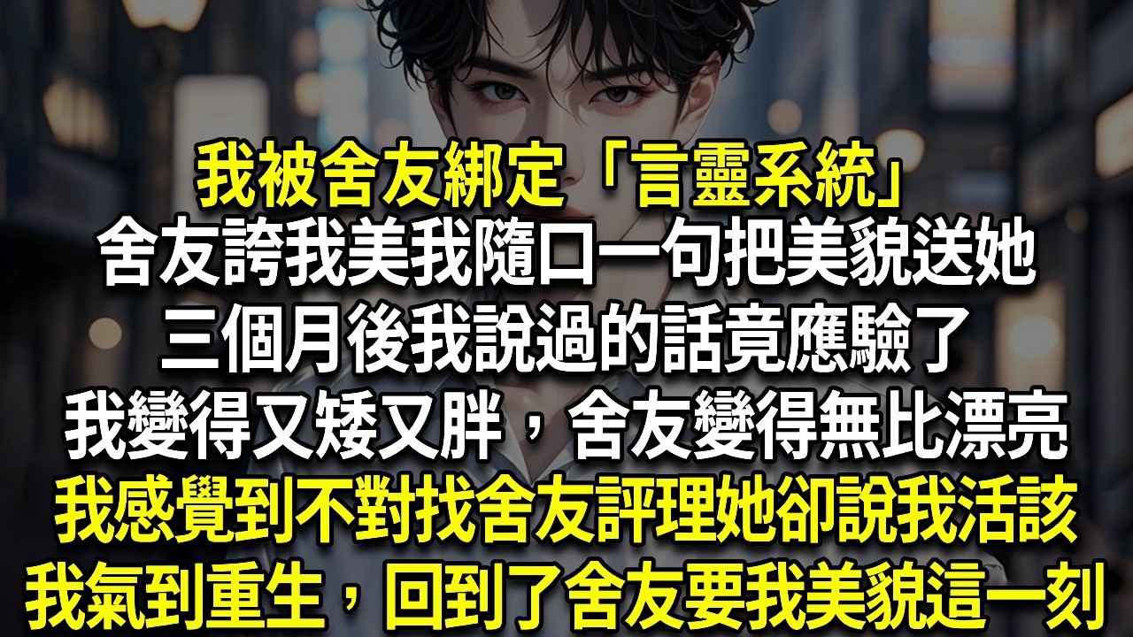 我被舍友綁定「言靈系統」舍友誇我美我隨口一句把美貌送她三個月後我說過的話竟應驗了我變得又矮又胖，舍友變得無比漂亮我感覺到不對找舍友評理她卻說我活該我氣到重生，回到了舍友要我美貌這一刻