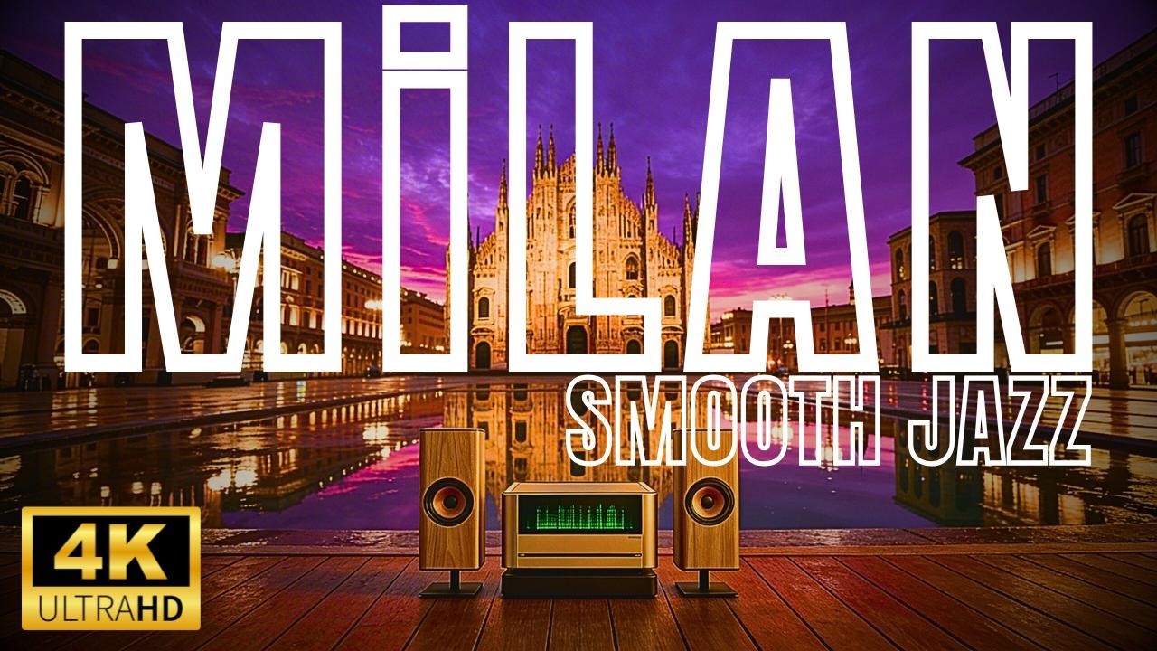 MiLAN Cathedral Night Smooth Jazz 🌆 4K Italy Piazza Duomo Lounge Music for Relax, Study & Sleep