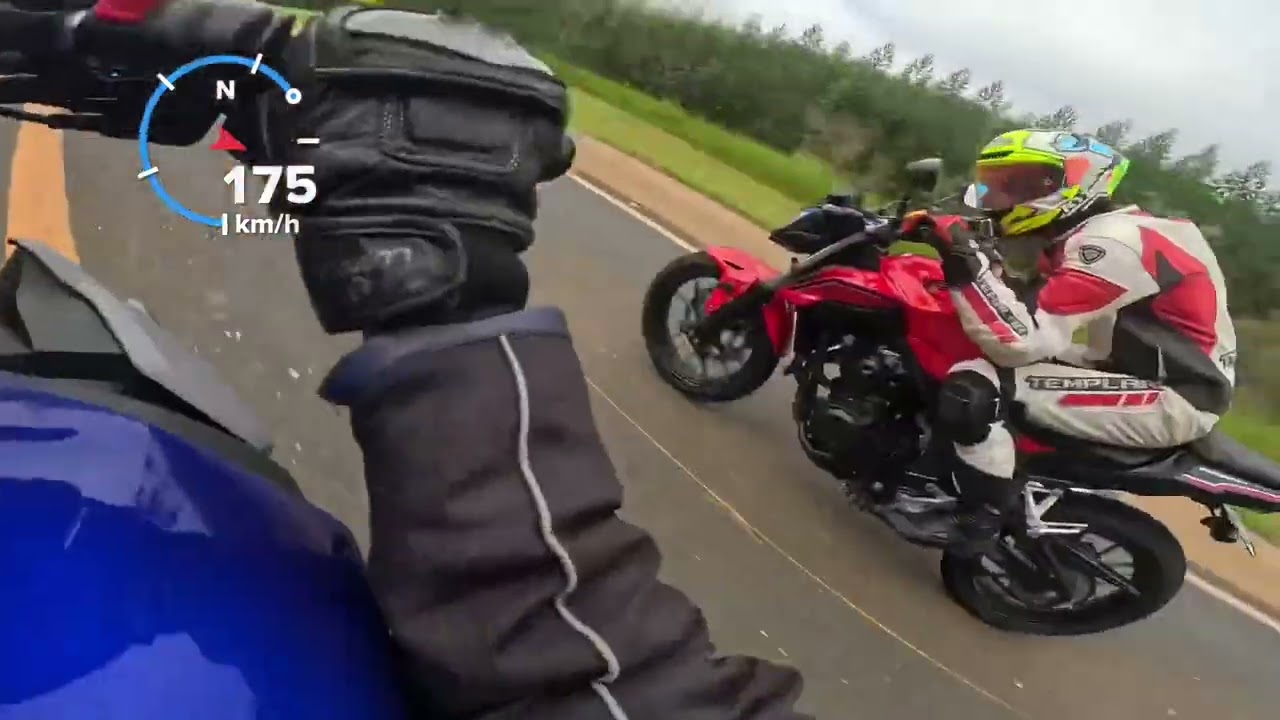 MT 03 vs CB 500F vs R3 a 190 km/h de gps