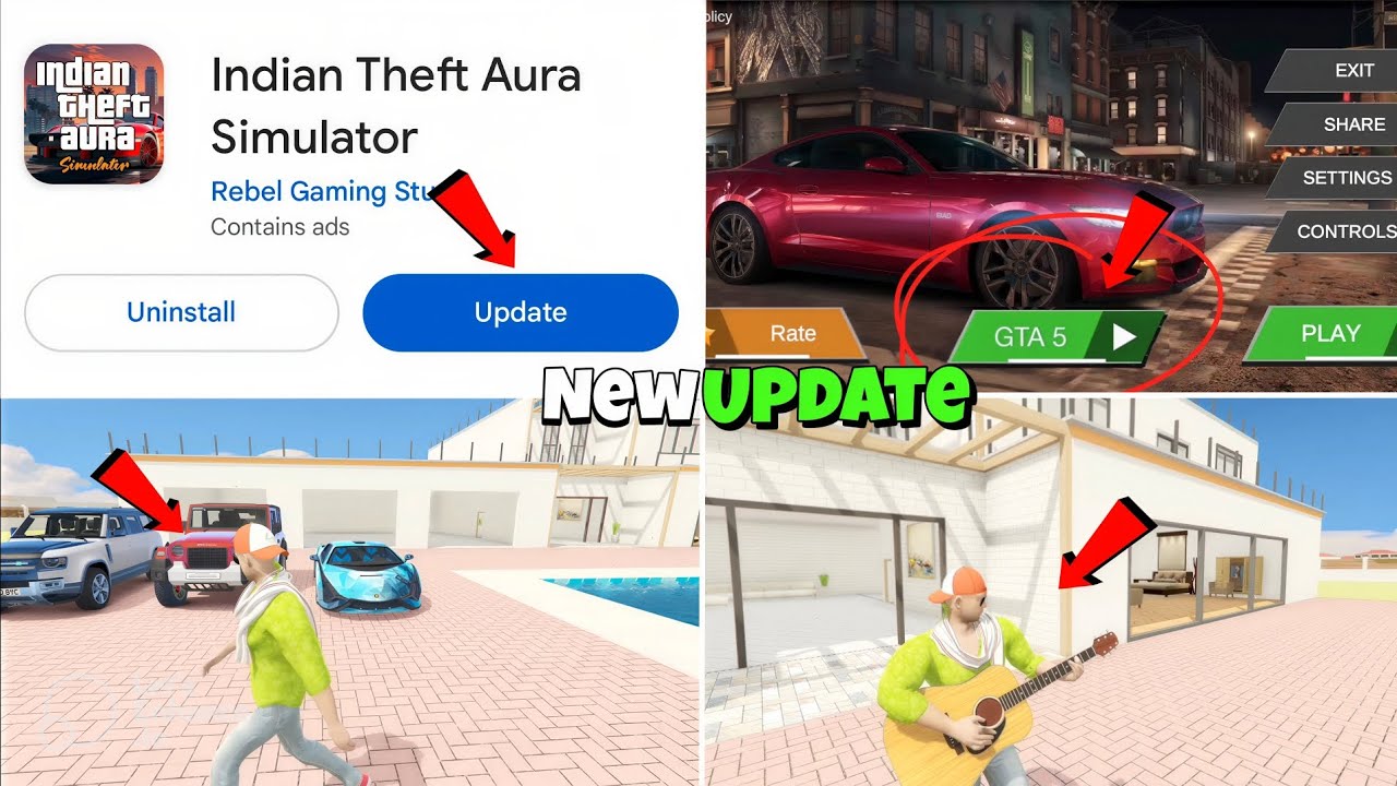 Indian Theft Aura Simulator New Update🤯| Add Gta5 Mod Option And All New Secret Features+Cheat codes