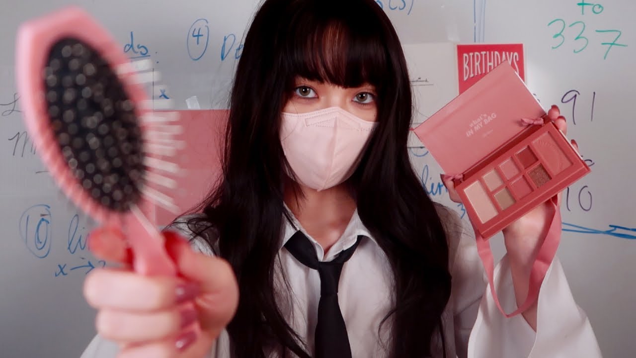 ASMR RP | Quiet Girl at School Does Your Makeup & Brushes Your Hair 💅 (no talking) ft. Dossier