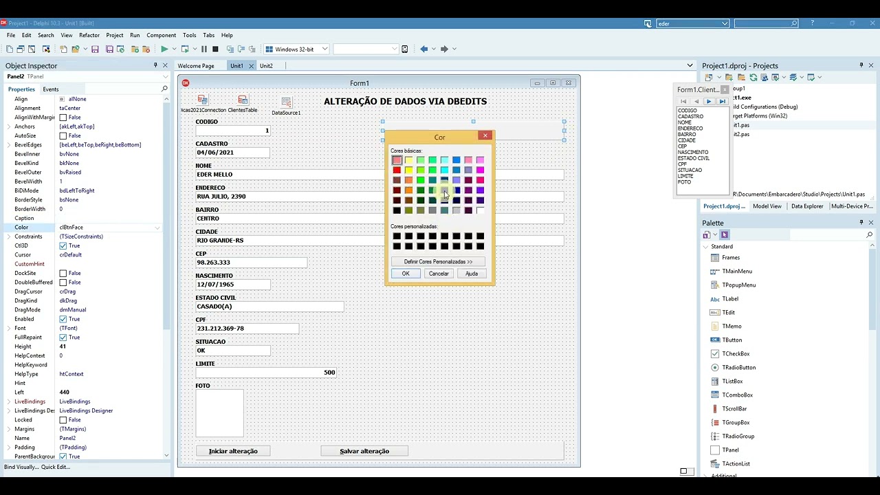ALTERAÇÃO DE DADOS DE UMA TABELA VIA DBEDIT - DELPHI 10.3