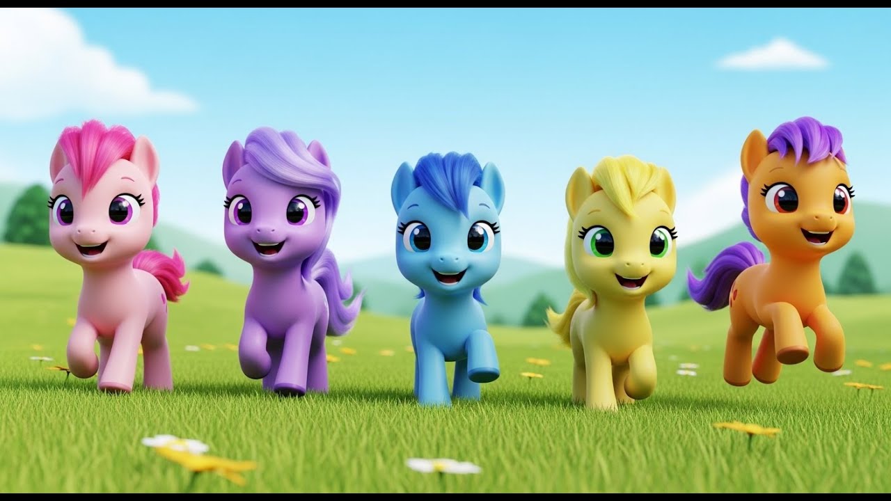 Cinco Pequeños Amigos Ponis Trote Trote | Canciones de Caballos para Niños