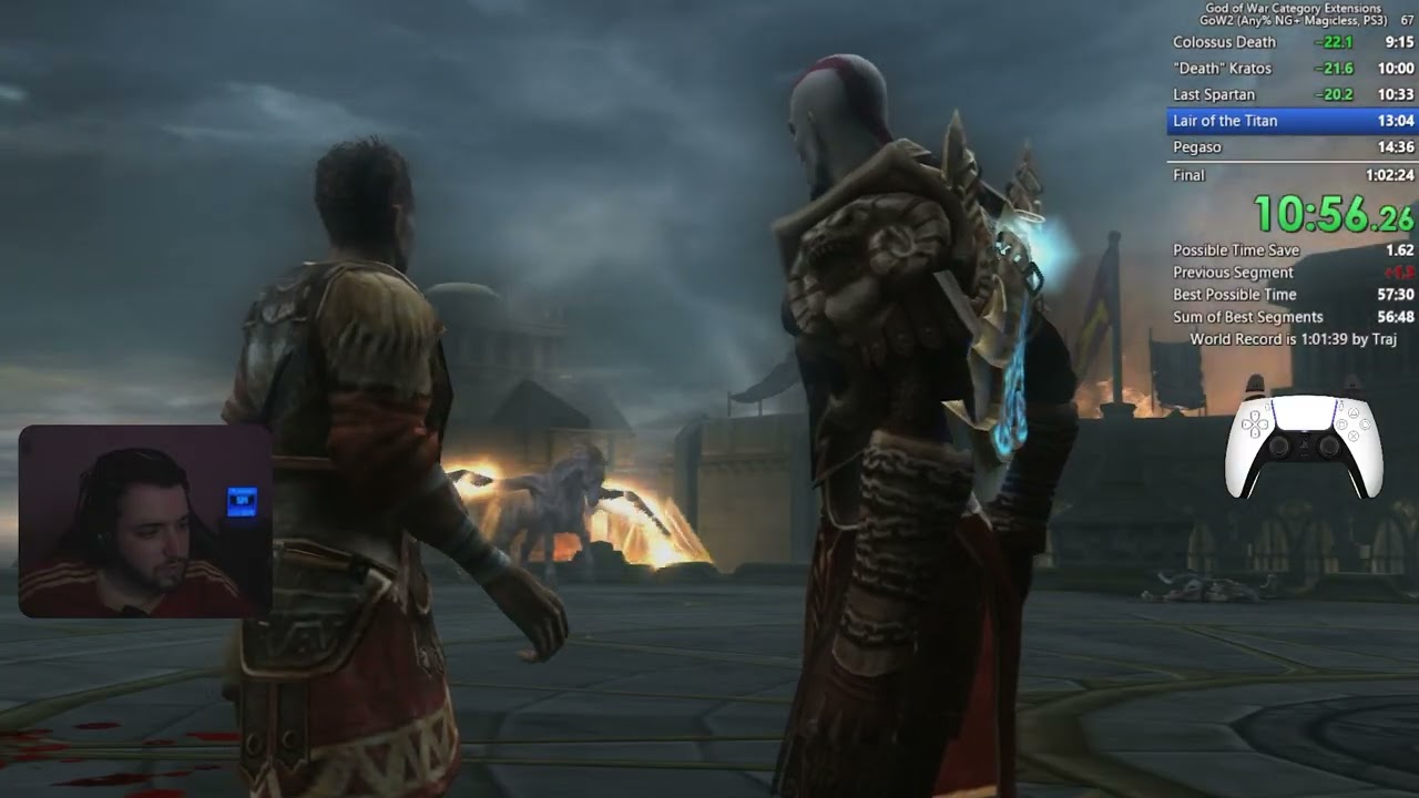GOD OF WAR 2 ANY%NG+ MAGICLESS (59:21) FWR SPEEDRUN
