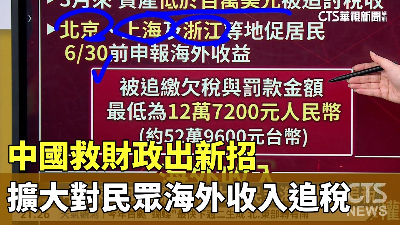 中國救財政出新招 擴大對民眾海外收入追稅｜華視新聞 20250606 @CtsTw