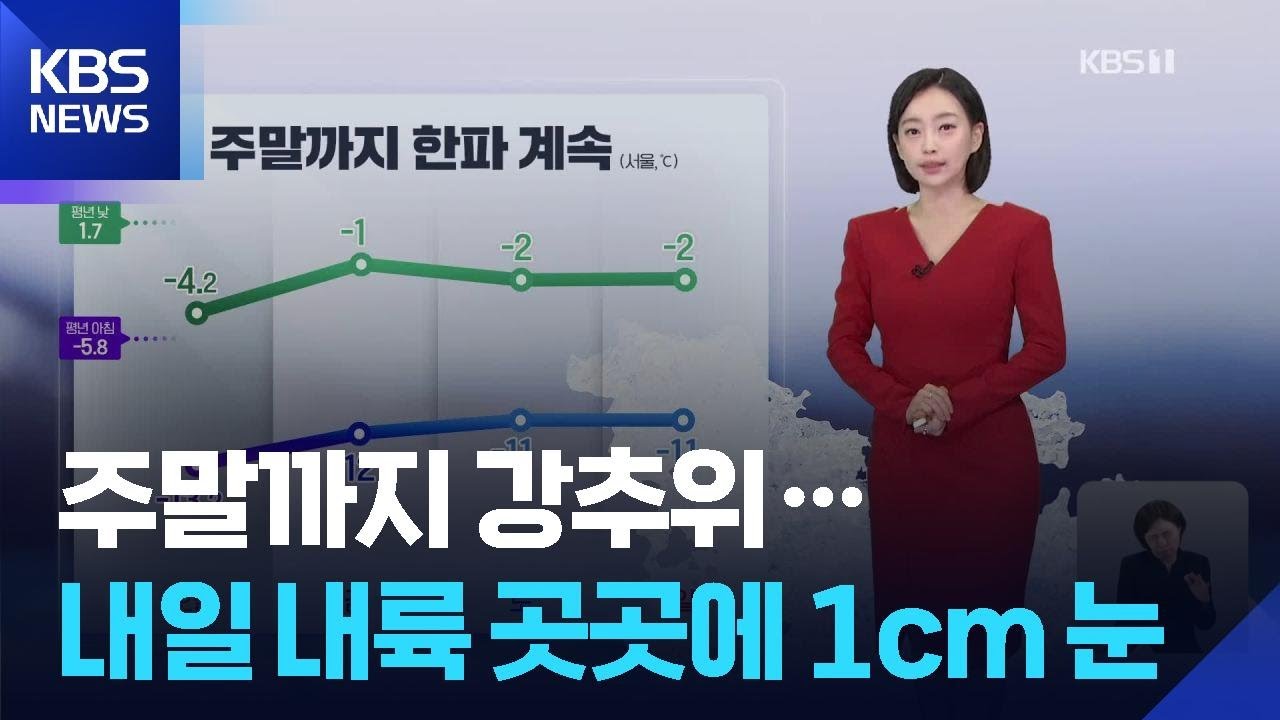 [날씨] 주말까지 강추위…내일 내륙 곳곳에 1cm 눈 / KBS  2026.01.22.