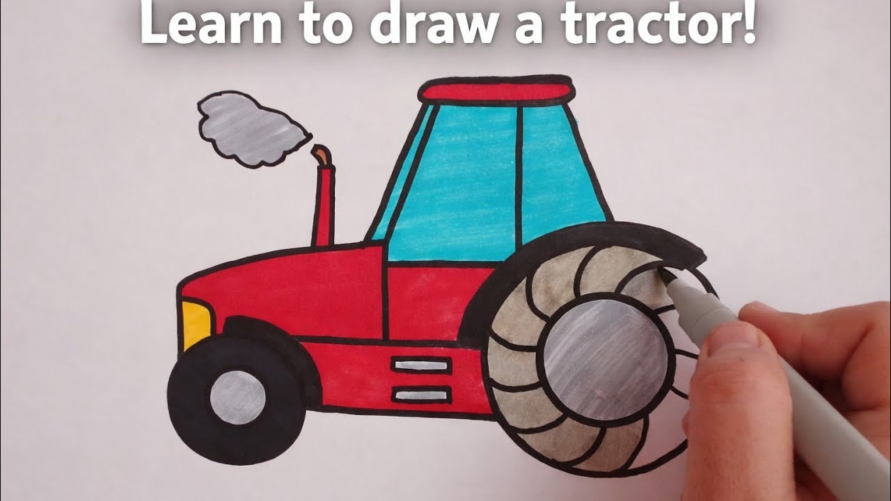 How to Draw a Tractor Step by Step 🚜 | Traktor Zeichnen Schritt für Schritt