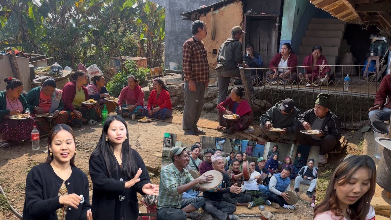 युके लाहुरे को भोजमा छापेली सालीहरूलाई चुट्का नचायर रमाईलो गर्दै#min joi#villagevlog 