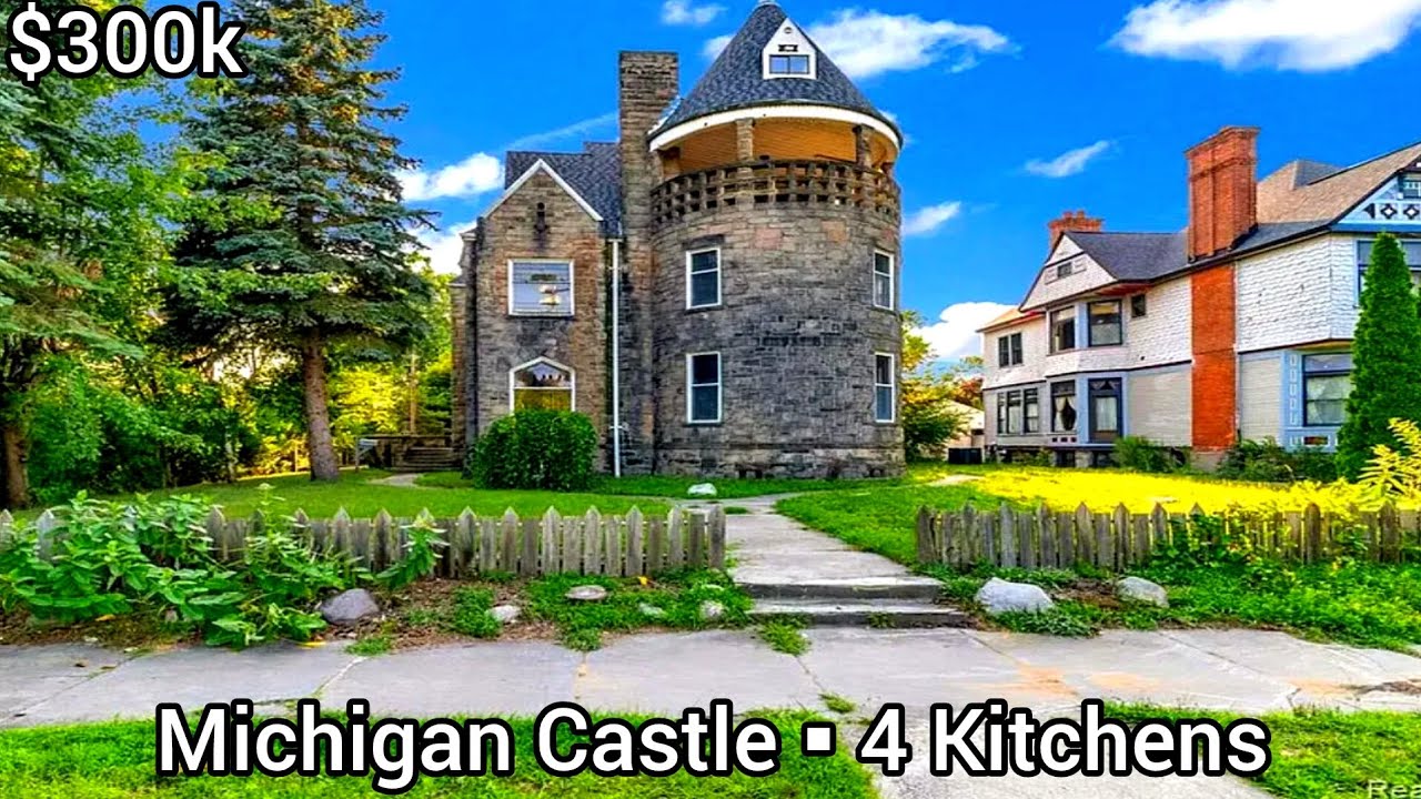 Michigan Castle For Sale | $300k | 6bd | 5ba | 4 kitchens | 9 Fireplaces | Michigan Real Estate