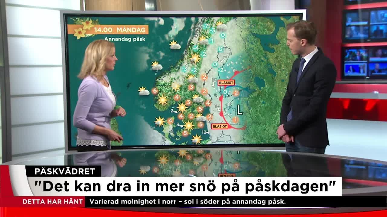 Påskvädret - soligt för många, men också blåsigt - Nyheterna (TV4)