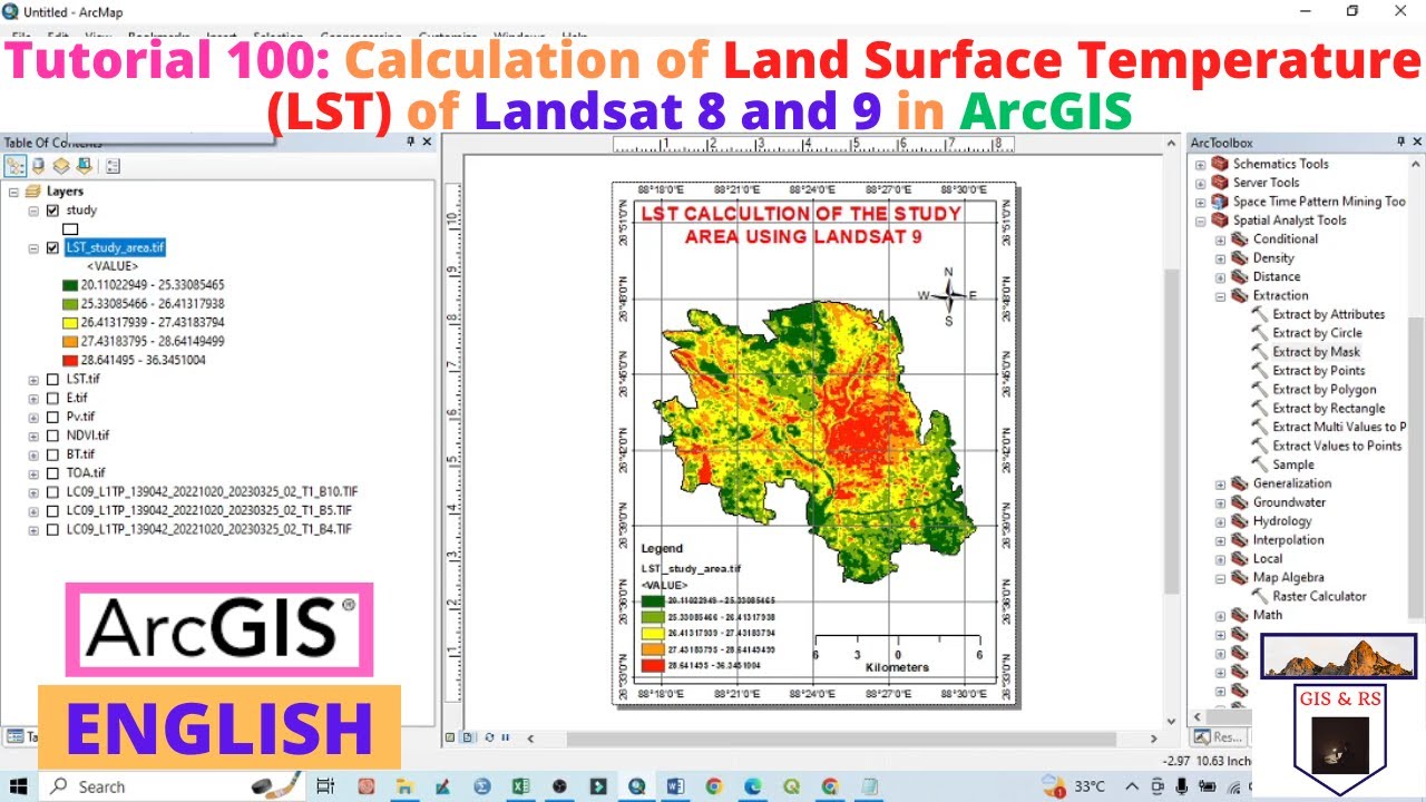 Calculation of Land Surface Temperature LST of Landsat 8 and 9 in ArcGIS