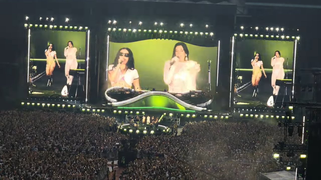 Dua lipa with charli xcx London night 2 radical optimism tour Wembley Stadium