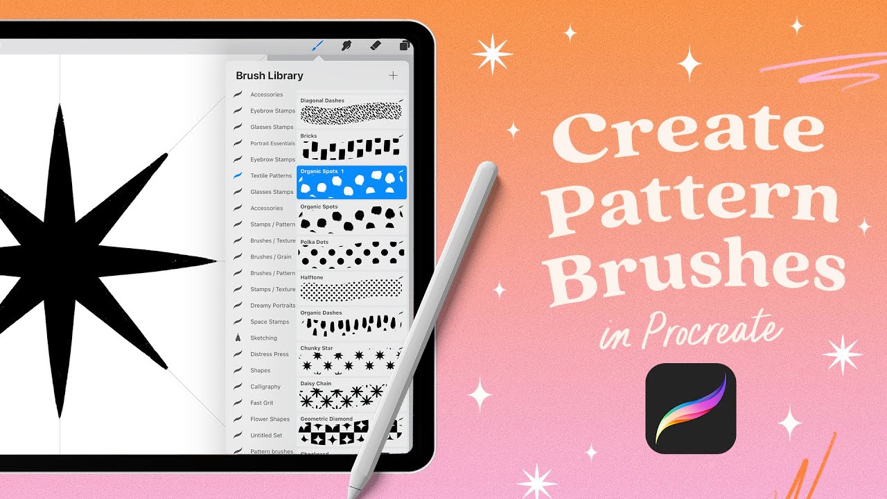 Как легко создавать штампы и узорчатые кисти в Procreate — Искусство для начинающих на iPad
