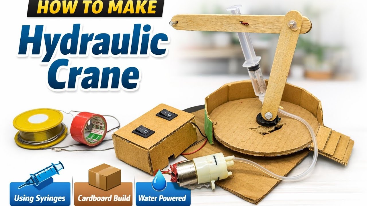 How to Make Hydraulic Crane at Home | DIY Cardboard Crane