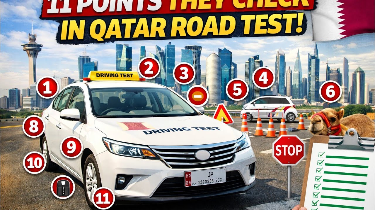 QATAR DRIVING TEST:11 POINTS THEY TEST YOU THAT YOU MUST PERFECT. 