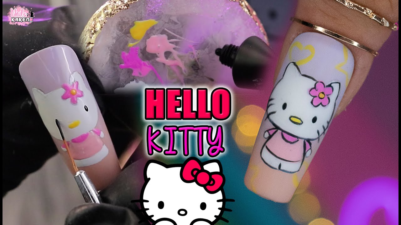 Hello Kitty Mano Alzada *paso a paso | NailsBykaren