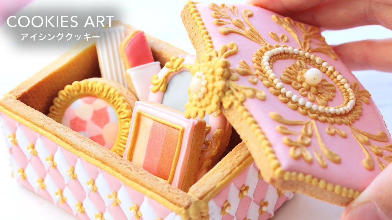 お菓子でつくる小さなメイクボックス🍪【アイシングクッキー】satisfying cookie decorating｜royal icing cosmetics cookies